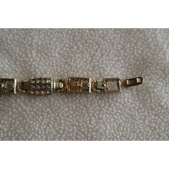 LInks Many Rhinestones Bracelet Gold Toned Fashion Jewelry 8” - Picture 12 of 14